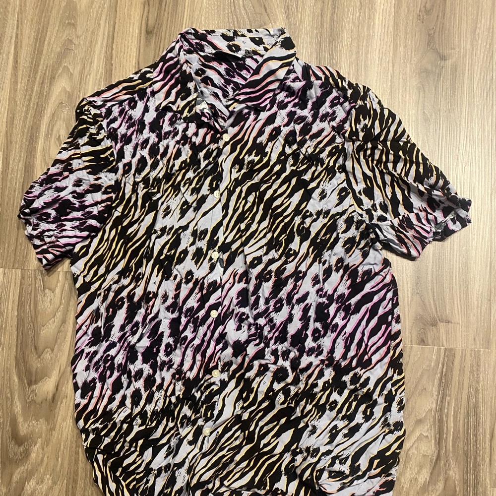 Men zebra print multi color shirt